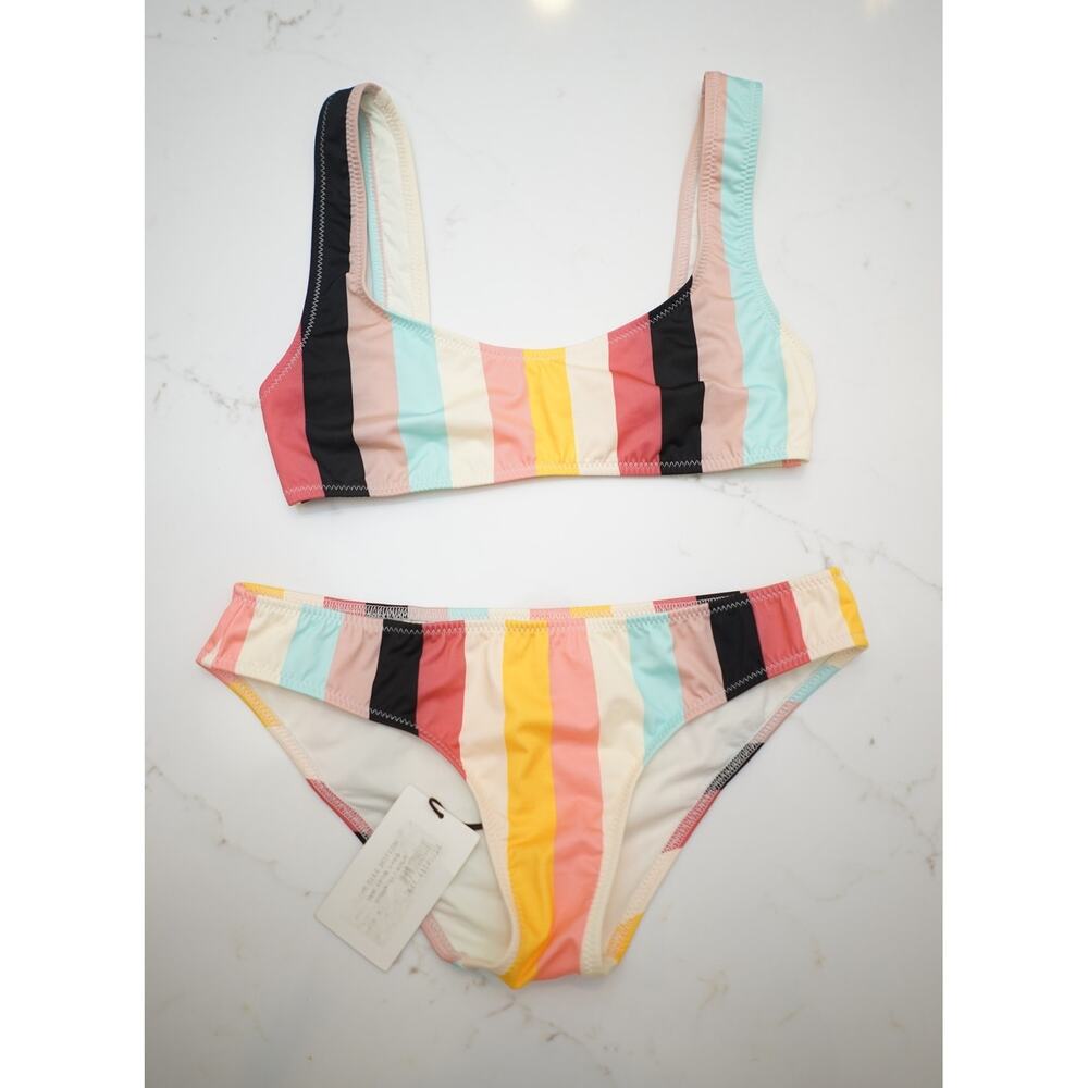 Sold & Striped - Two Piece Bikini in Spring Multi Stripe / Top XS & NWT Bottom S